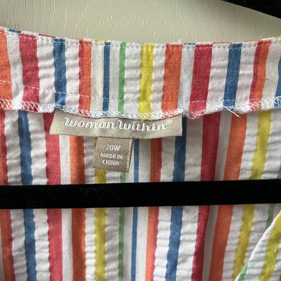 Rainbow Stripe Button Up Wrap Dress, Woman Within, size 20W - Picture 4 of 7